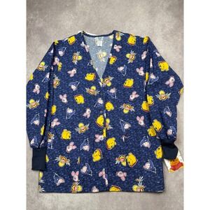 NWT VTG Disney X Barco Uniforms Winnie‎ The Pooh N Pals Scrub Jacket Women S USA